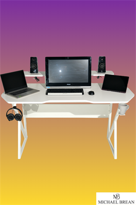 Özel Tasarım Oyuncu Masası 150 Cm Bardaklık Ve Kulaklık Tutucu Hediye Krem