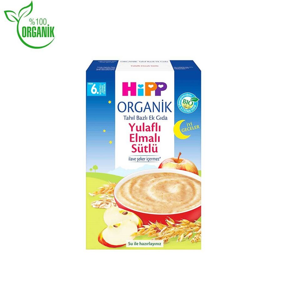 Hipp Organik İyi Gecele Yulaflı Elmalı Sütlü Tahıl Bazlı Ek Gıda 250 gr