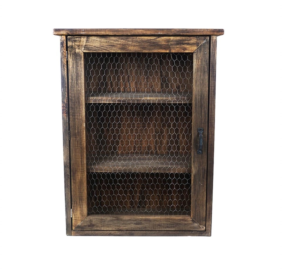 3 Katlı Telli Dekoratif Ahşap Çok Amaçlı Dolap