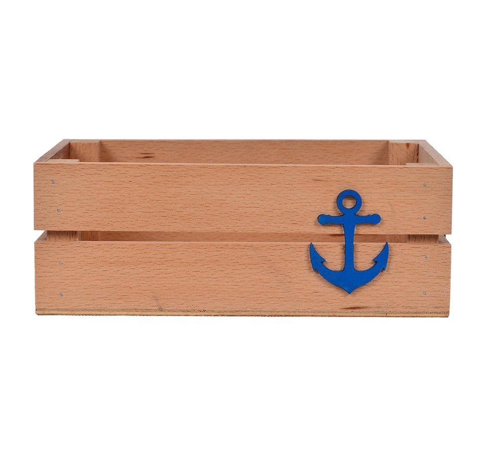 Çapa Aksesuarlı Dekoratif Ahşap Kasa