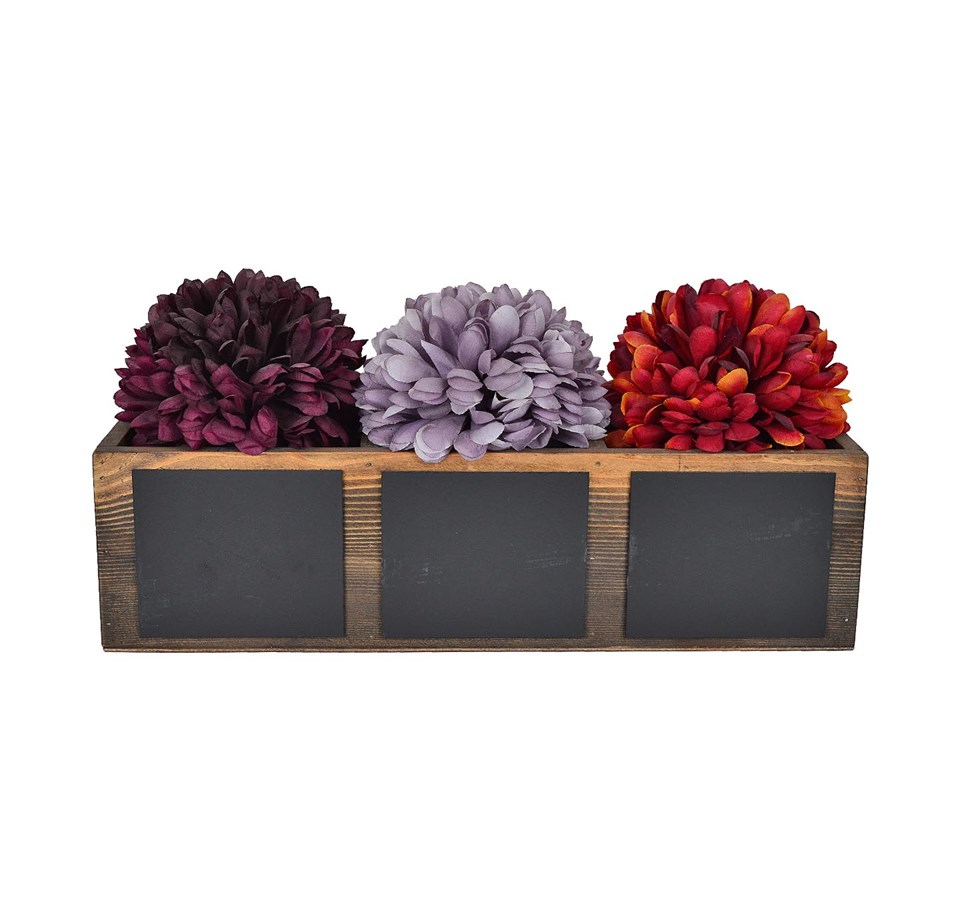Yazı Tahtalı Ahşap Üçlü Çiçeklik
