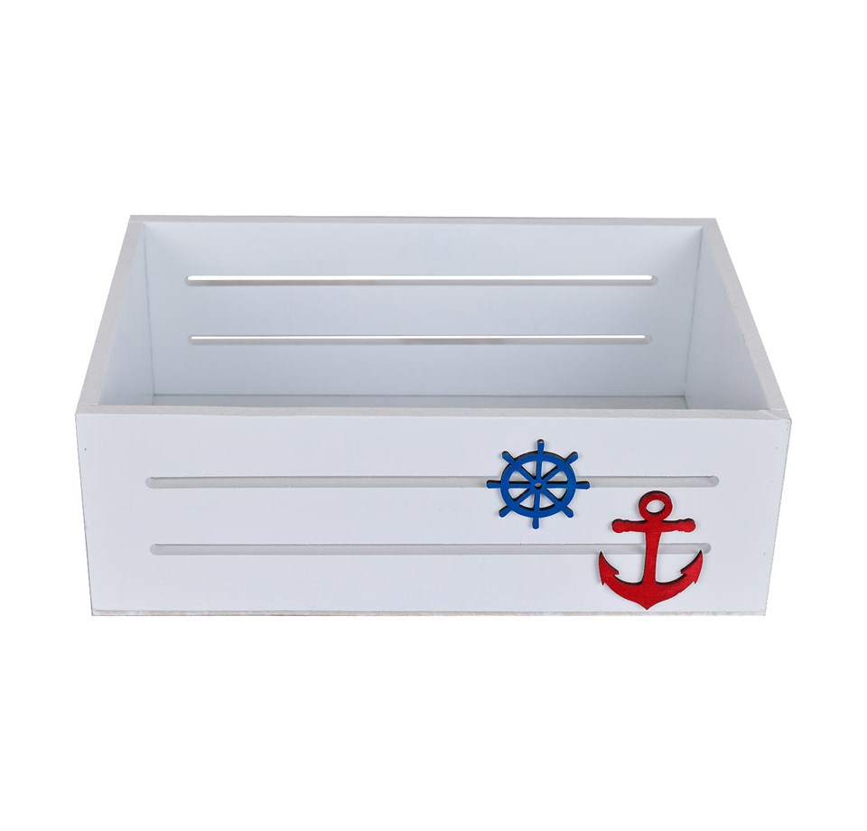 Marine Beyaz Ahşap Dekoratif Kutu