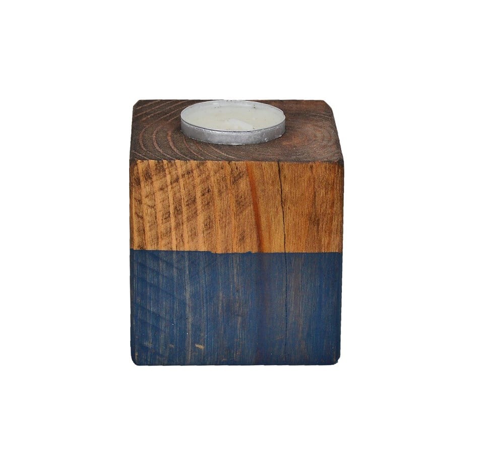 Marine Ahşap Küp Dekoratif Mumluk 