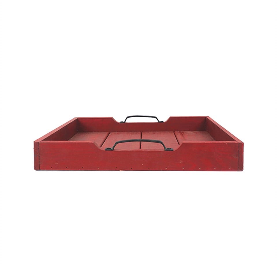 Mena Kırmızı Dekoratif Ahşap Tepsi