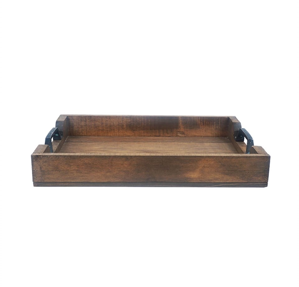 Metal Kulplu Ahşap Tepsi