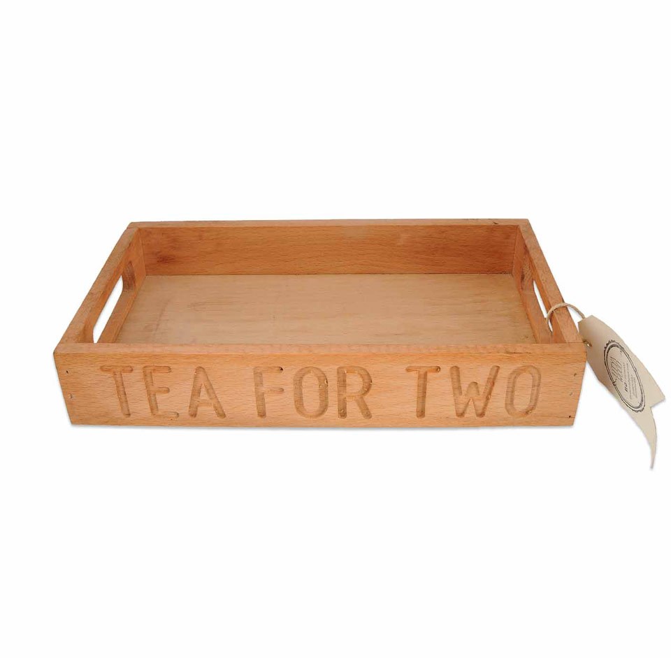 Tea For Two Ahşap Dekoratif Tepsi