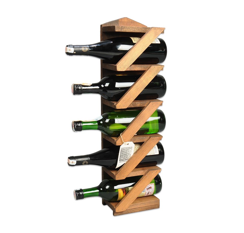 Zigzag Katlı Ahşap Şaraplık