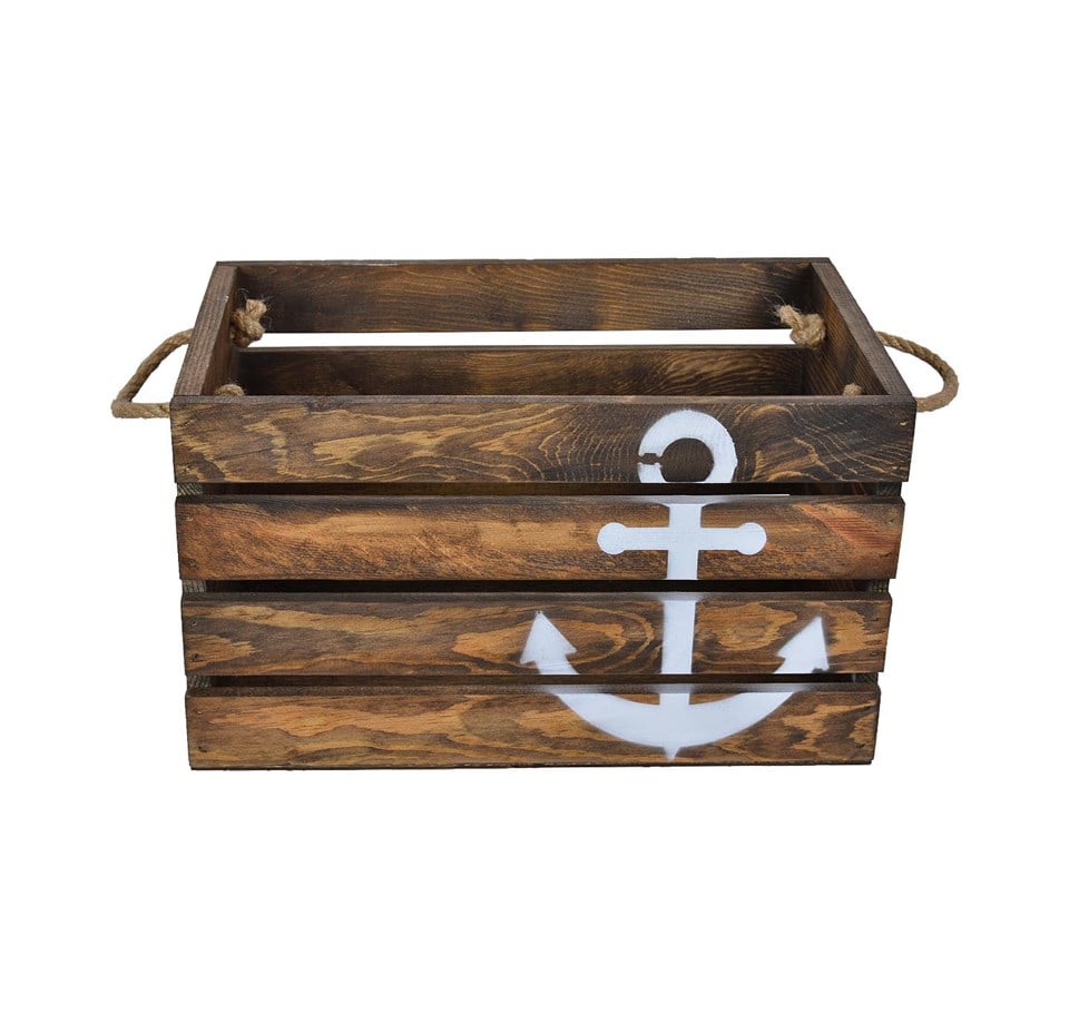 Çapa Baskılı Ahşap Çok Amaçlı Kasa