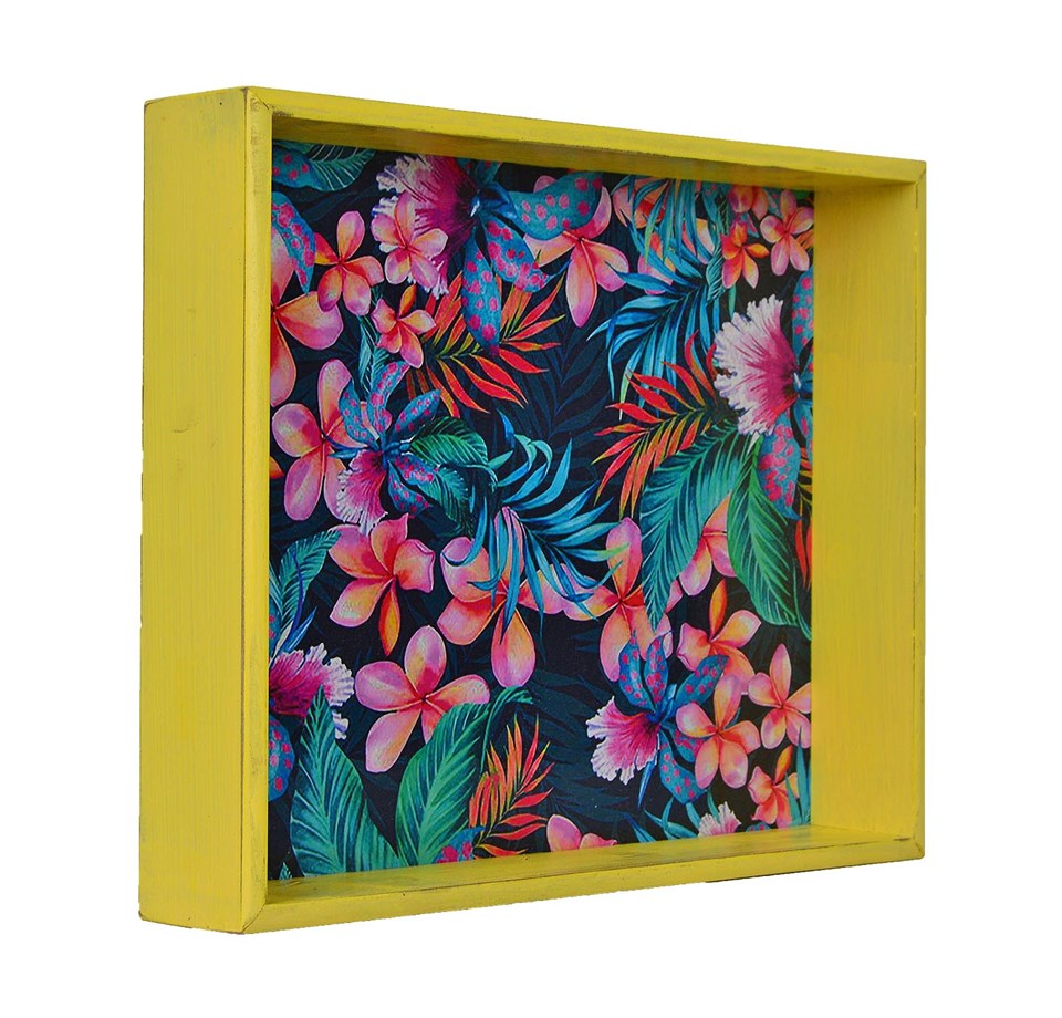 Yellow Ahşap Baskılı Tepsi