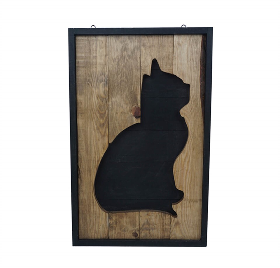 Kedi Ahşap Dekoratif Tablo 