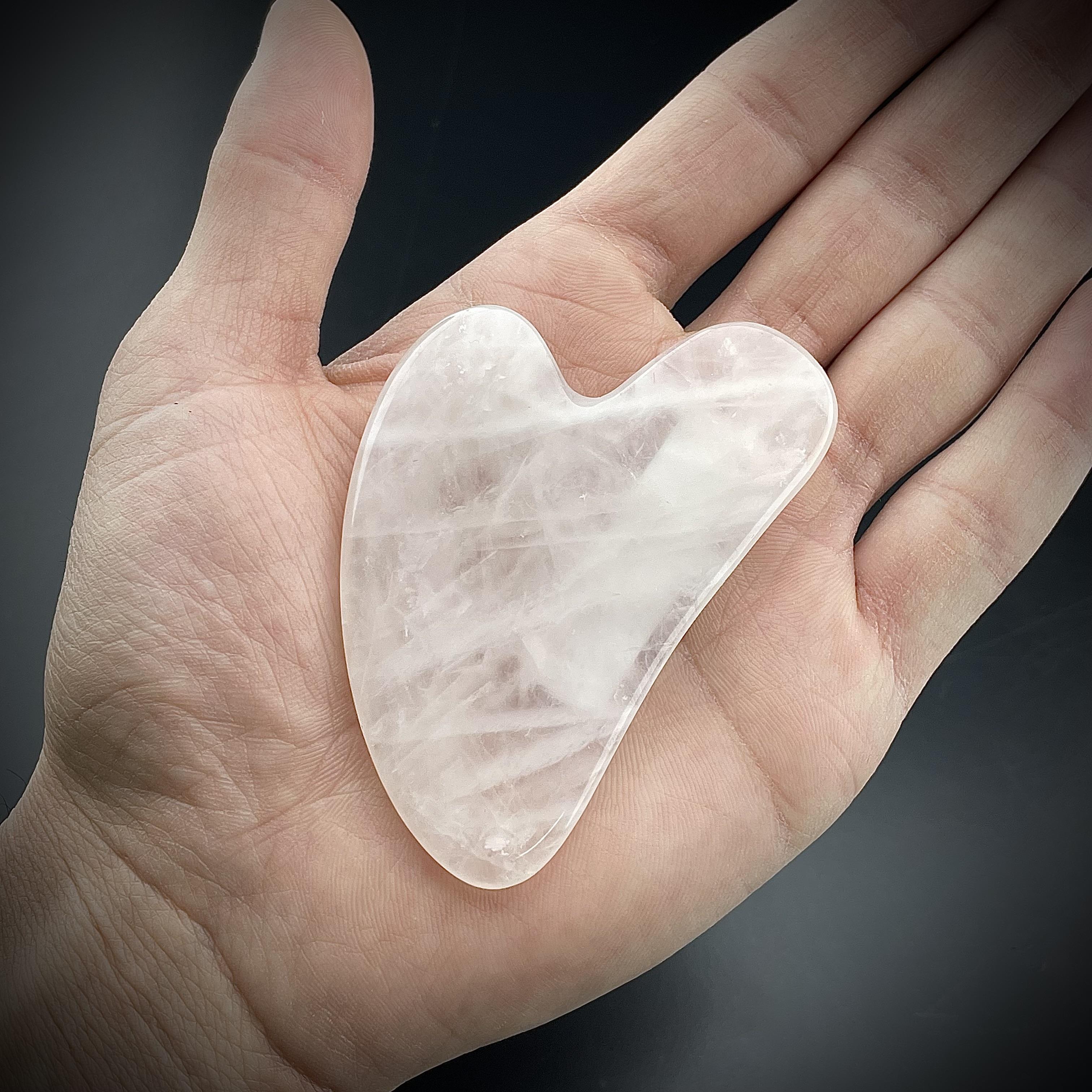 Doğal Taş Pembe Kuvars Gua Sha 