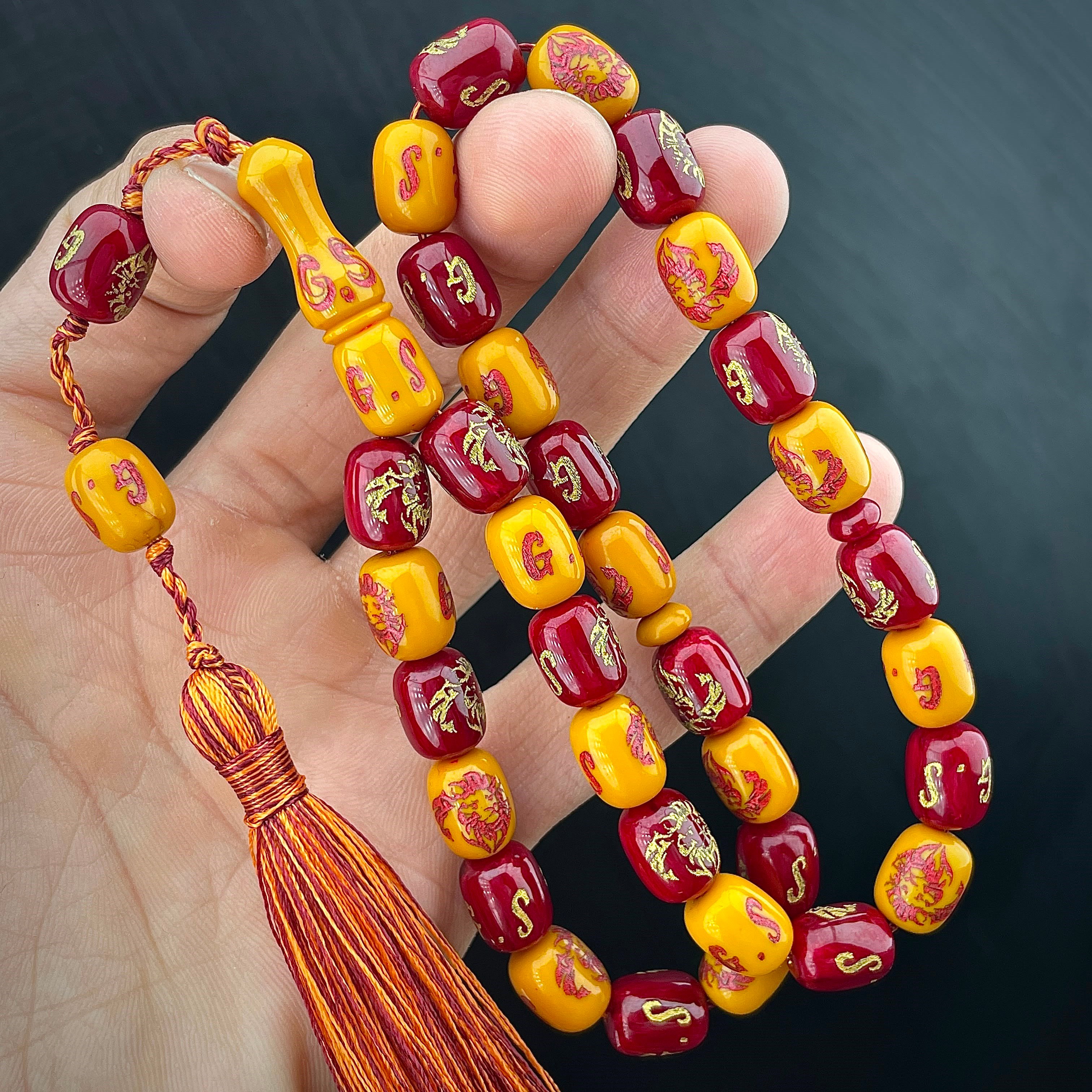 İp Püsküllü Galatasaray Sıkma Kehribar Tespih