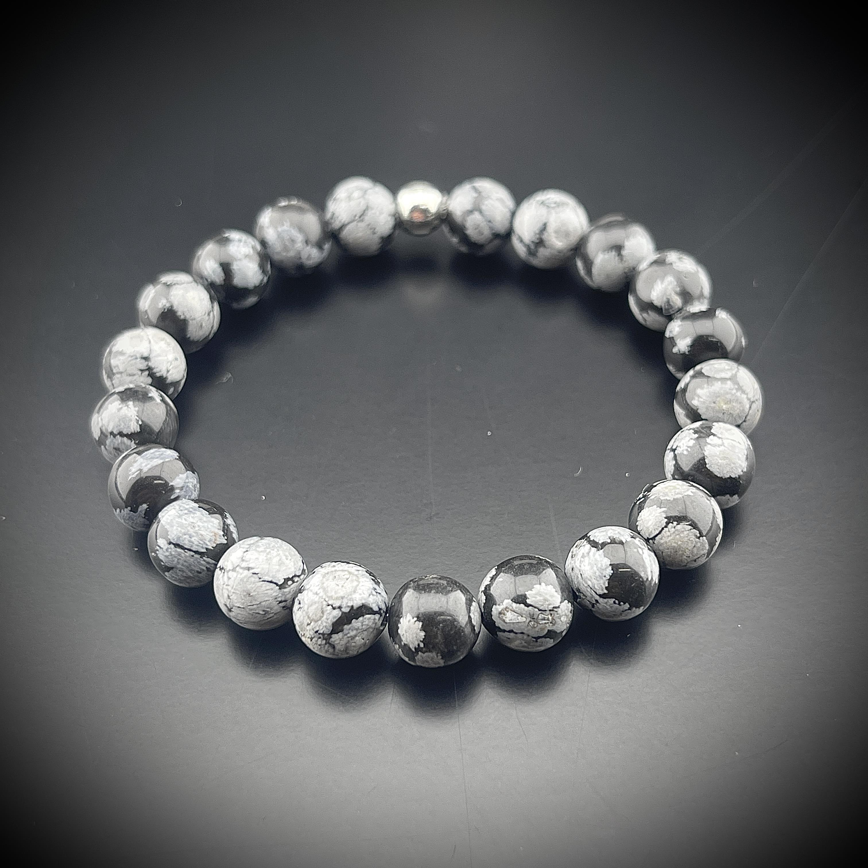 Karlı Obsidyen Bileklik