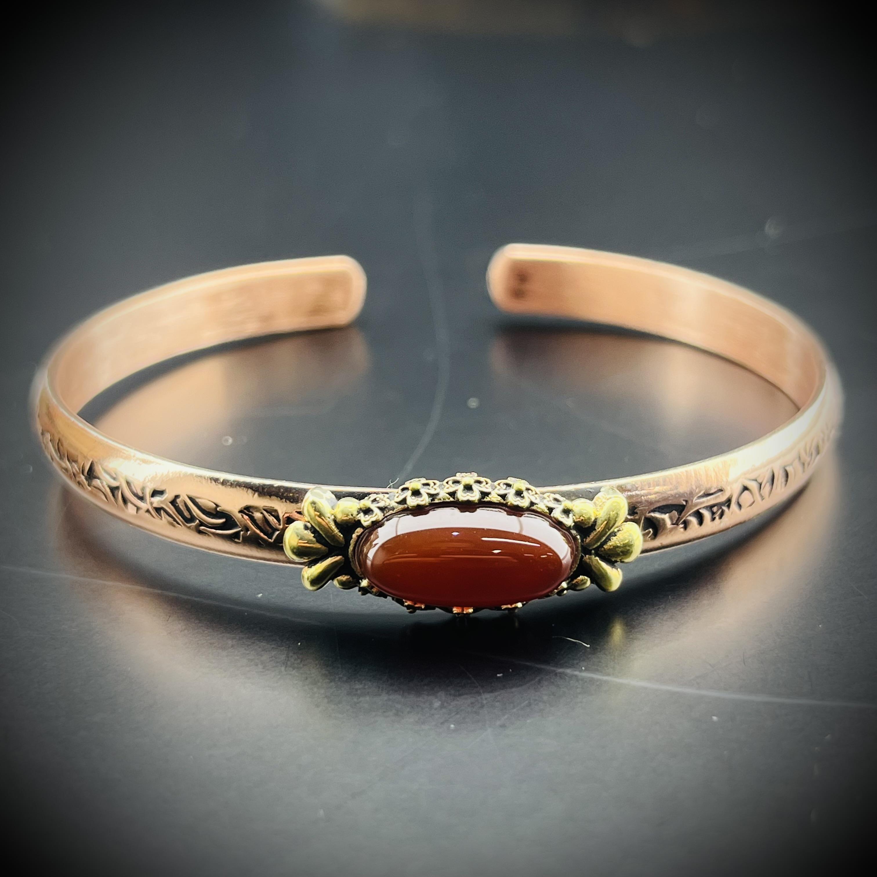 Akik Taşlı Bakır Bileklik