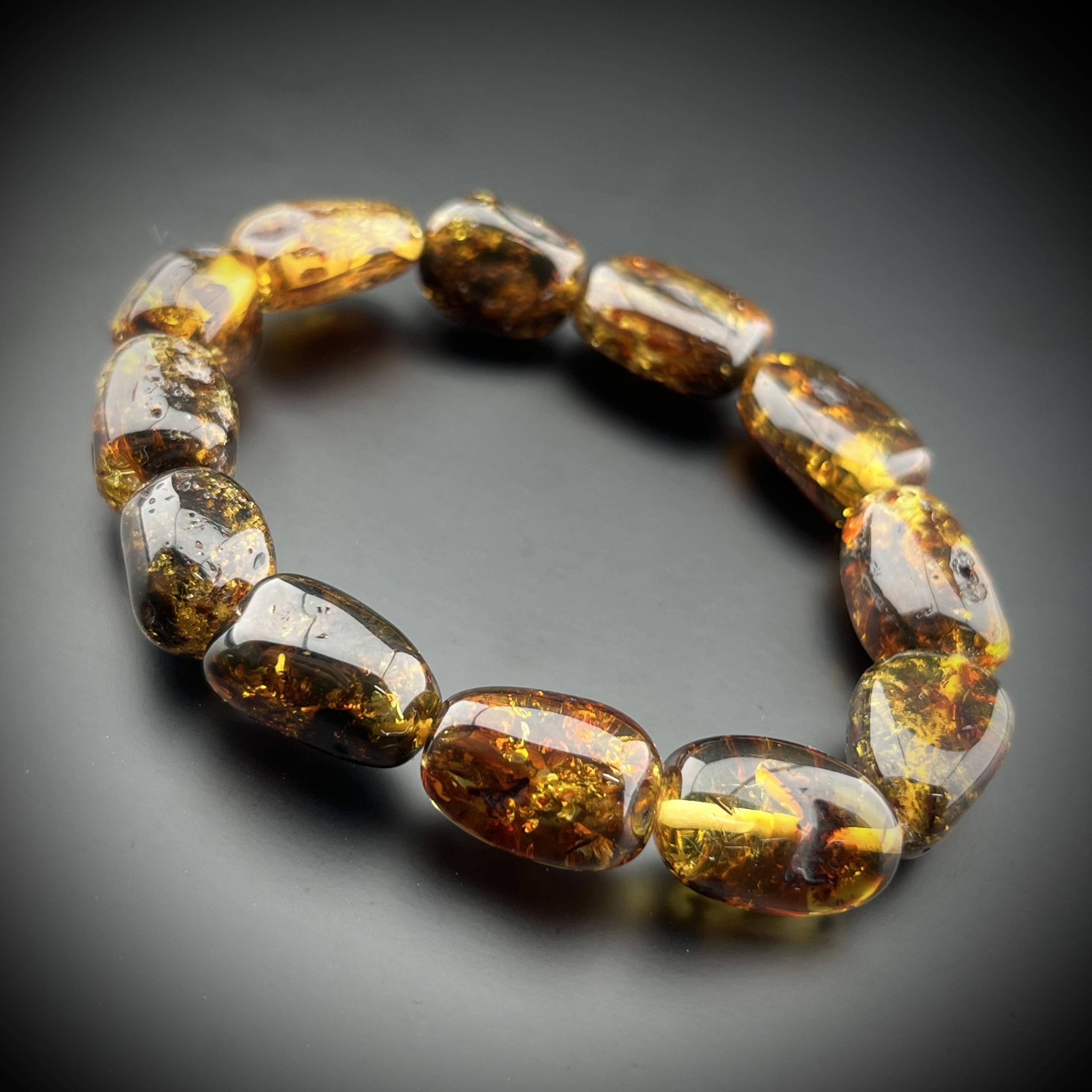 Fosilli Damla Kehribar Bileklik