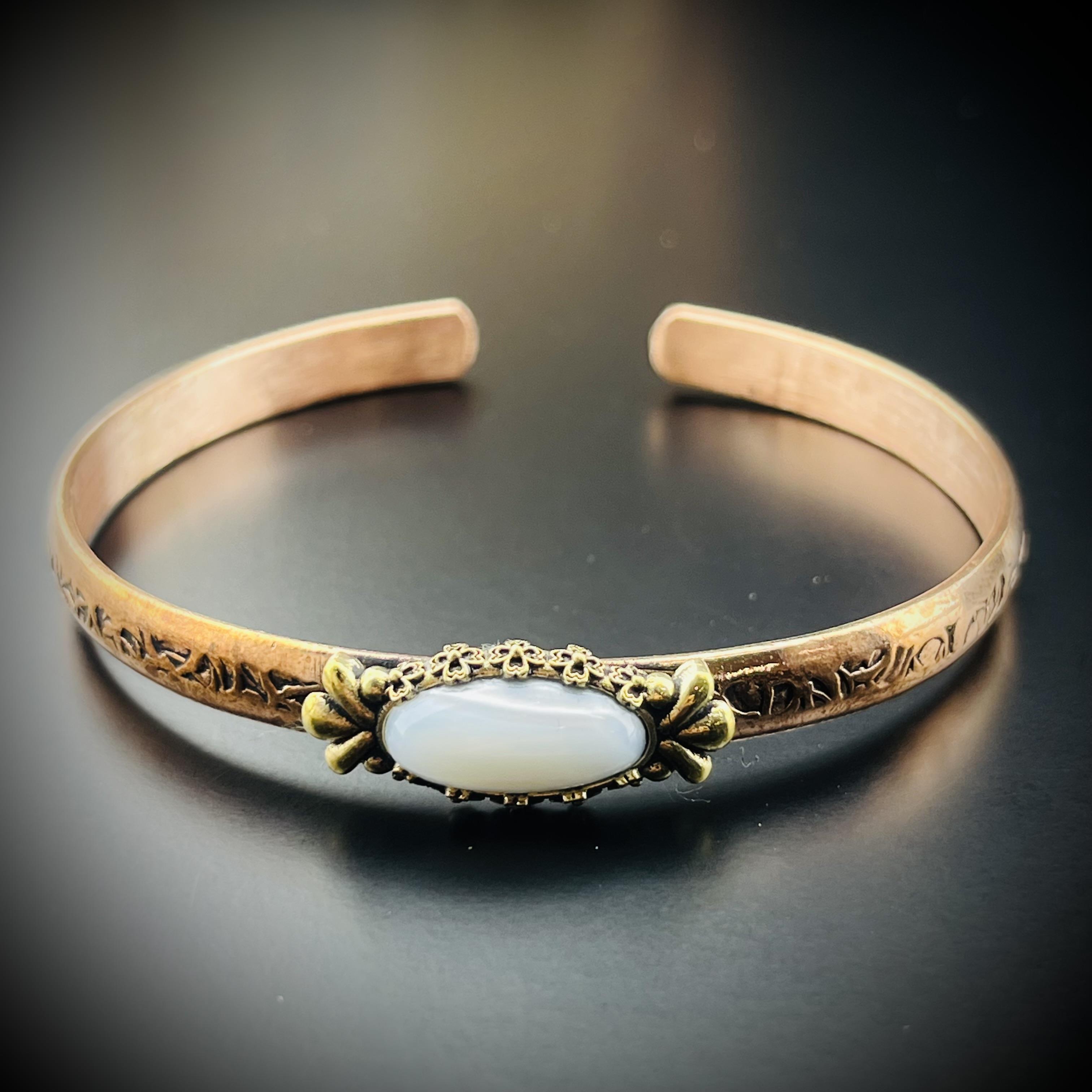 Sedef Taşlı Bakır Bileklik