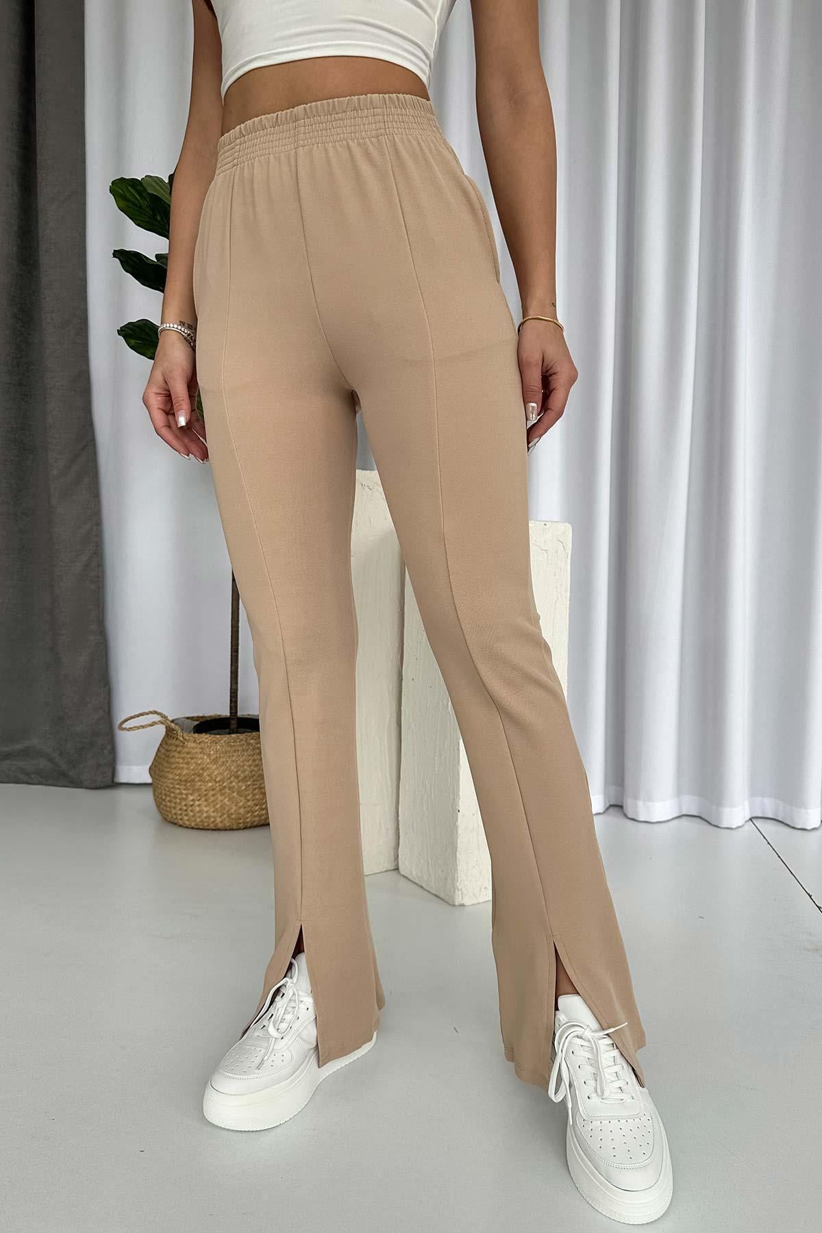 Yırtmaç Detay Pantolon - Bej