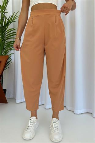 Arkası Lastikli Balon Pantolon - Kiremit