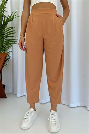 Arkası Lastikli Balon Pantolon - Kiremit