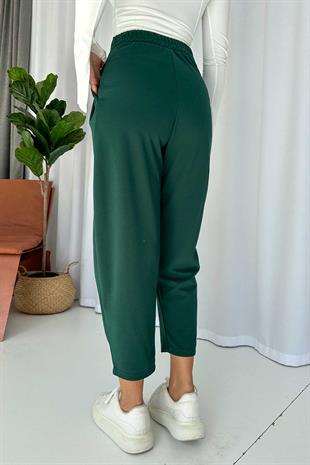 Arkası Lastikli Balon Pantolon - Yeşil