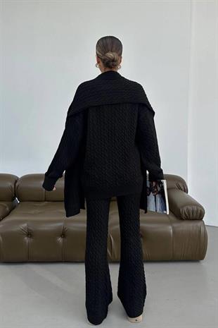 Atkı Aksesuarlı Alt - Üst Kadın Takım - Siyah