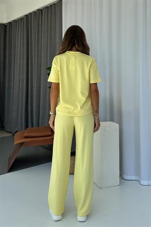 Bisiklet Yaka Alt - Üst Kadın Takım - Sarı