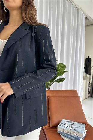 Blazer Kendinden Işıltılı Kadın Ceket