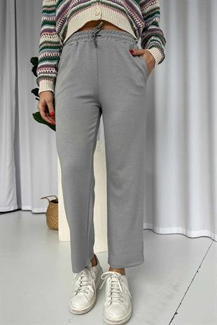 Boru Paça Cepli Eşofman Altı - Gri