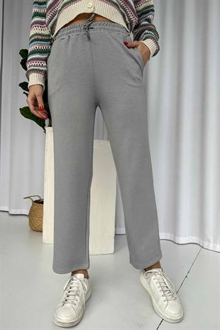 Boru Paça Cepli Eşofman Altı - Gri