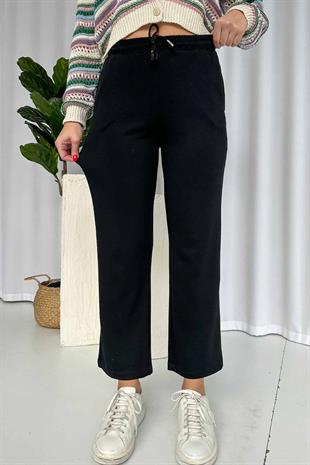 Boru Paça Cepli Eşofman Altı - Siyah