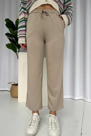 Boru Paça Cepli Eşofman Altı - Taş