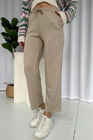 Boru Paça Cepli Eşofman Altı - Taş