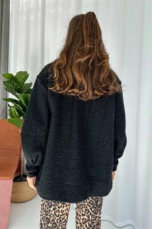 Buklet Kumaş Kadın Mont - Siyah