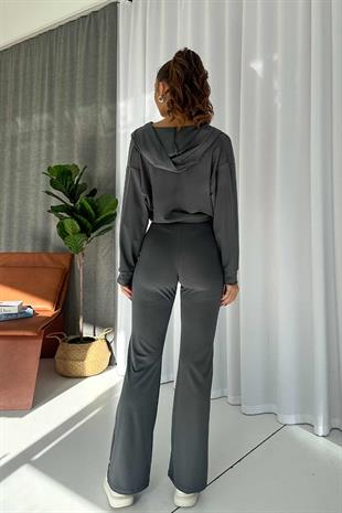 Çapraz Detay Scuba Kadın Eşofman Takım - Gri