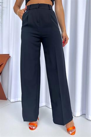 Cepli Bol Paça Pantolon - Siyah