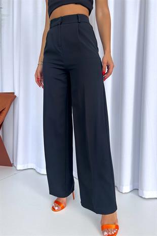 Cepli Bol Paça Pantolon - Siyah