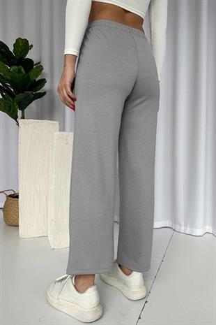 Çimalı Boru Paça Cepli Eşofman Altı - Gri