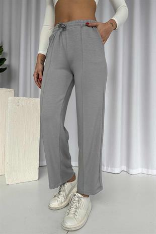 Çimalı Boru Paça Cepli Eşofman Altı - Gri