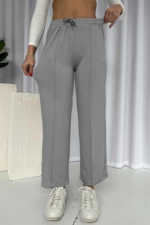 Çimalı Boru Paça Cepli Eşofman Altı - Gri