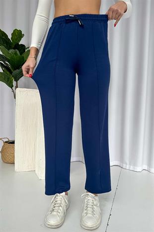 Çimalı Boru Paça Cepli Eşofman Altı - Lacivert