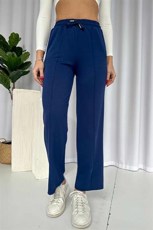 Çimalı Boru Paça Cepli Eşofman Altı - Lacivert