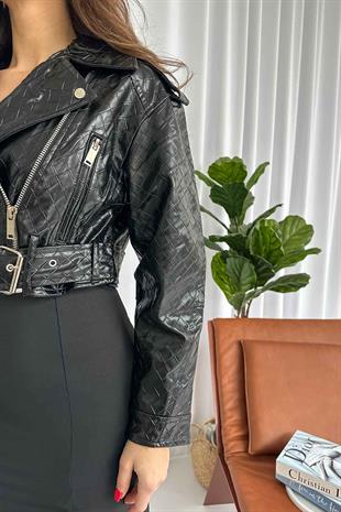Deri Kadın Ceket - Siyah
