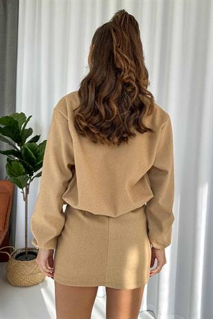 Etek Ceket Kadın 2li Takım -Taba