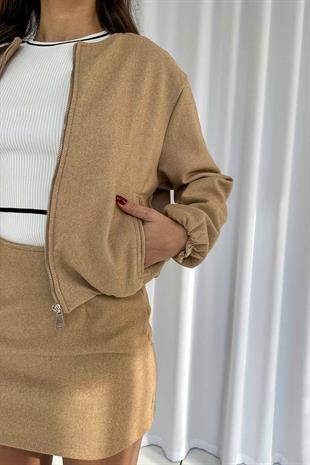 Etek Ceket Kadın 2li Takım -Taba