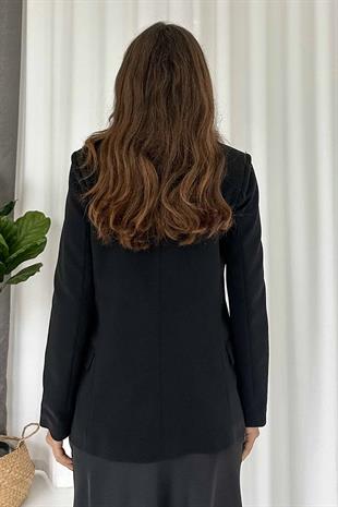 Fermuar Detay Kadın Ceket - Siyah
