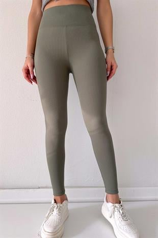 Fitilli İçi Şardonlu Toparlayıcı Kadın Tayt - Yeşil