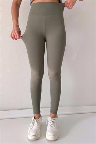 Fitilli İçi Şardonlu Toparlayıcı Kadın Tayt - Yeşil