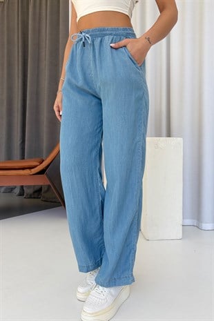 Gömlekli Tensel Denim Takım - Mavi