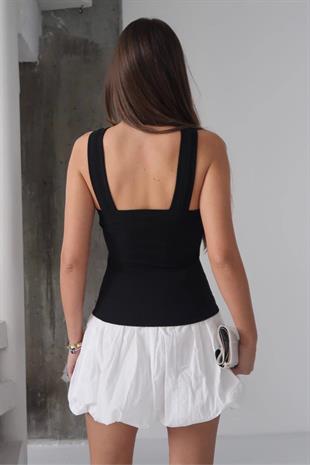 Halter Yaka Basic Kadın Body - Siyah