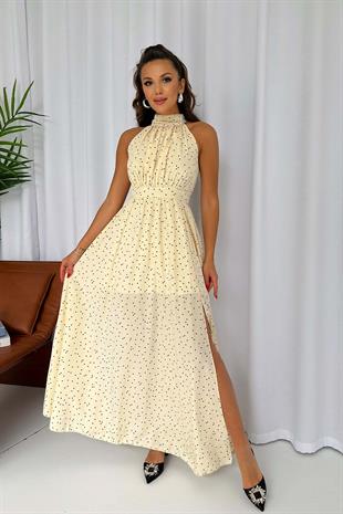 Halter Yaka Puantiyeli Kadın Elbise
